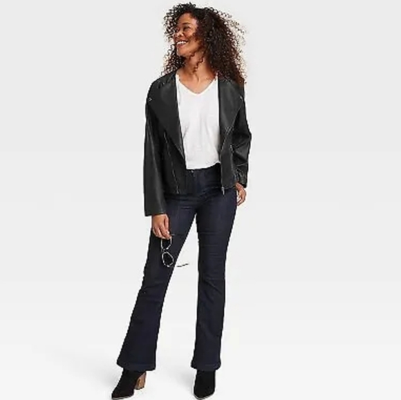 Knox Rose Women's Moto Jacket Faux-leather ~ Black - Picture 2 of 13